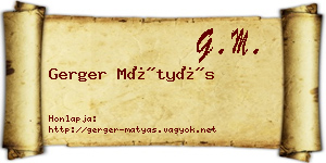 Gerger Mátyás névjegykártya