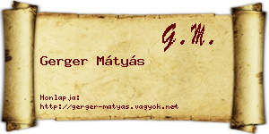 Gerger Mátyás névjegykártya